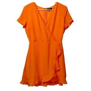 EUC "Blue Blush" Ruffle Faux Wrap Mini Summer Dress Size Small - Tangerine